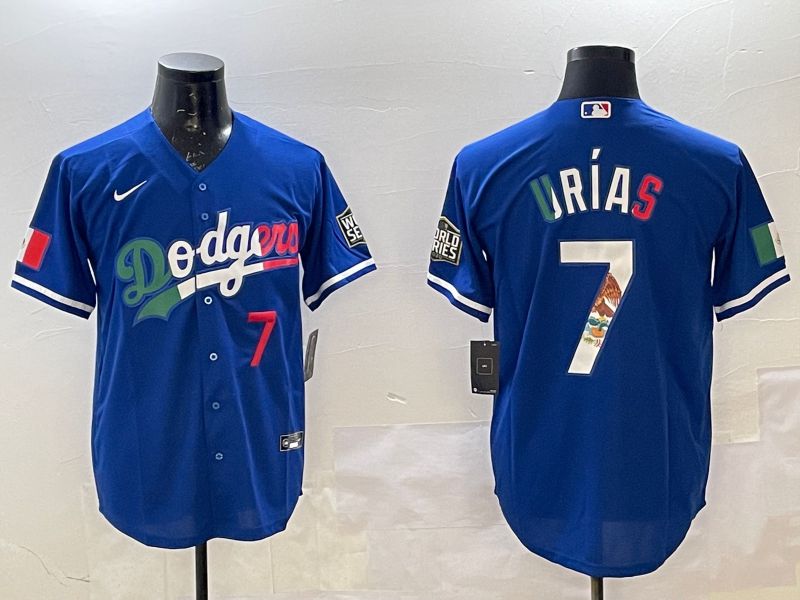 Men Los Angeles Dodgers #7 Urias Blue Fashion 2025 Nike MLB Jersey style 5